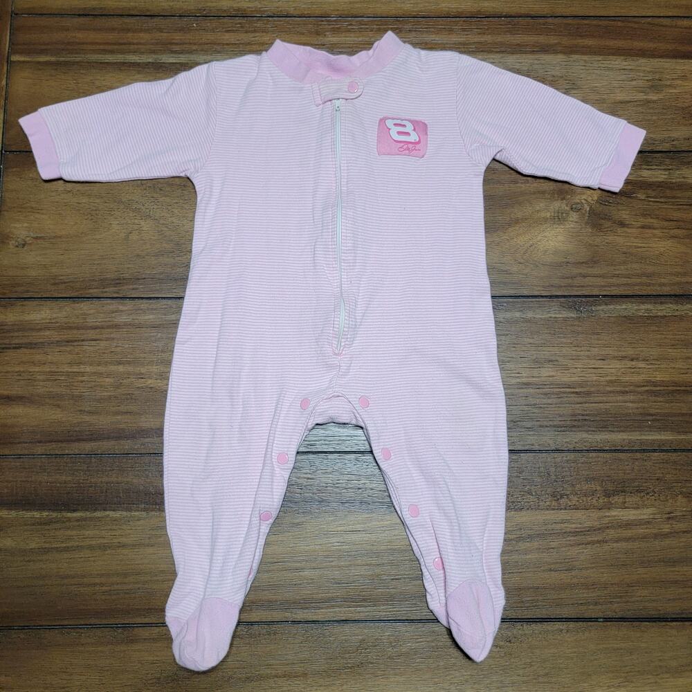 Chase Authentics Pink Stripes Infant Jumper w/ Footies "8 Dale Jr." - Size 6-9Mo
